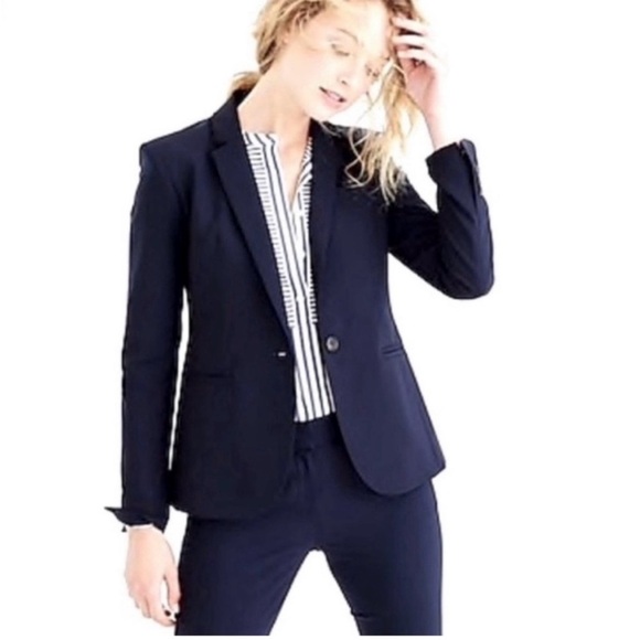 J Crew BI Sretch Blazer Italian Wool B3231 Tollegno 1900 Navy Blue Jacket Sz 6 - Picture 12 of 15